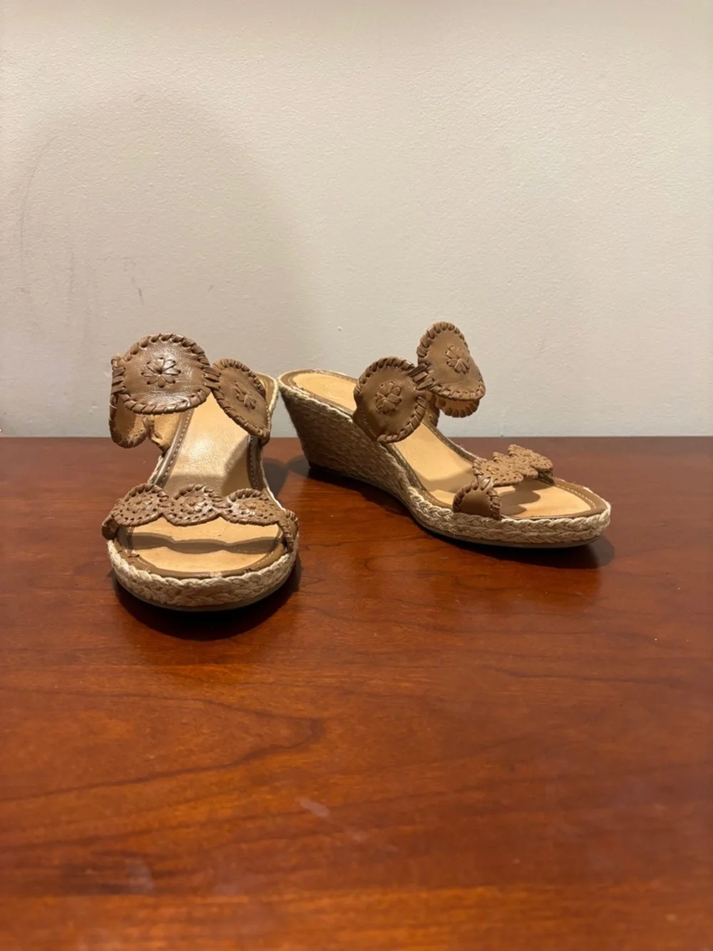 Jack Rogers Shelby Espadrille Wedge Sandals Cognac Size 10